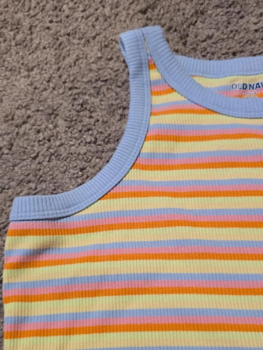 Old Navy Girls' Yellow, Blue & Pink Striped Ribbed Tank